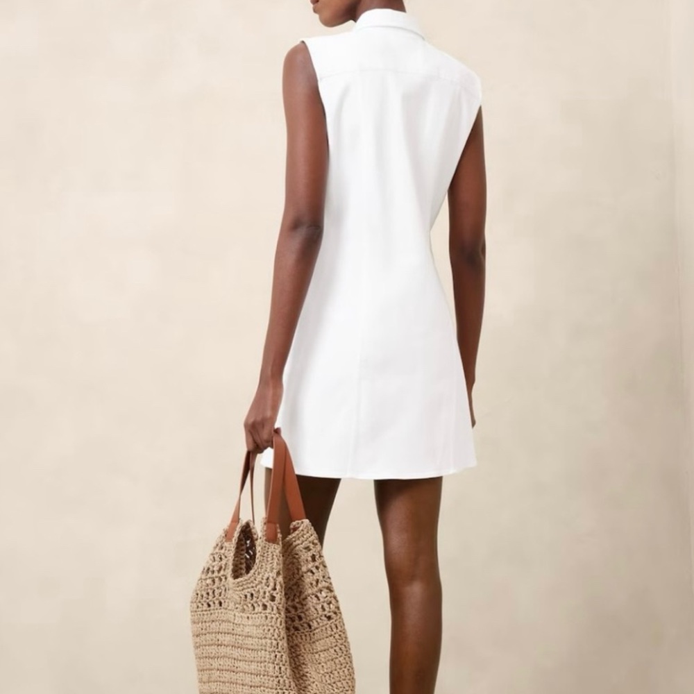 BANANA REPUBLIC White Sleeveless Denim Button Up Dress Size Small NWT - Picture 3 of 17